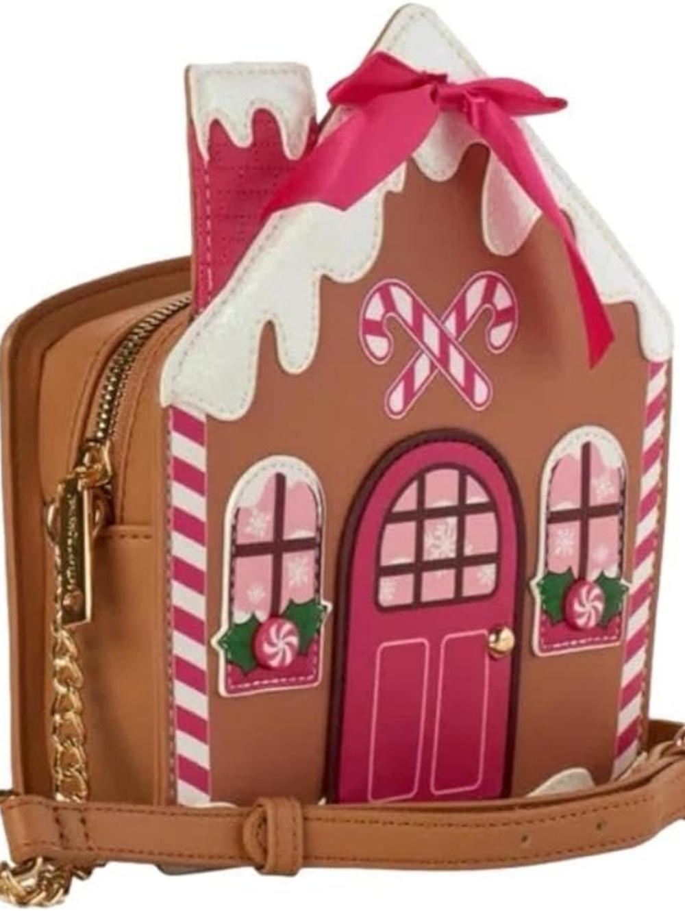 Betsey Johnson Gingerbread House Crossbody Bag - Pink & Brown - Picture 3 of 8
